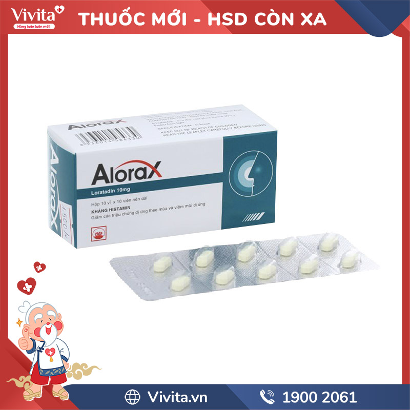 Công dụng chính của thuốc Alorax Loratadin 10mg là gì?
