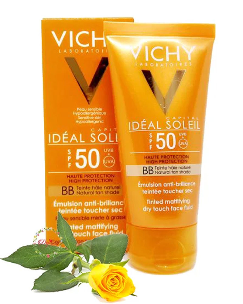 kem chong nang vichy ideal solei mattifying face fluid dry touch