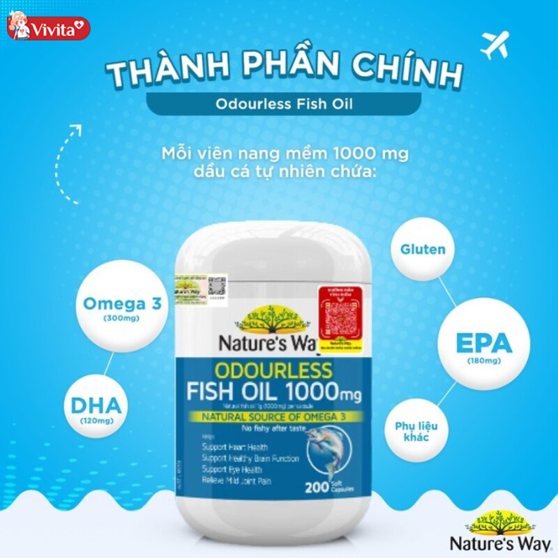 Dầu cá Nature 's Way Odourless Fish Oil