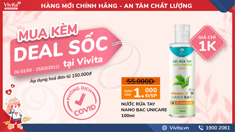 nuoc rua tay nano bac unicare 100ml chi voi 1k