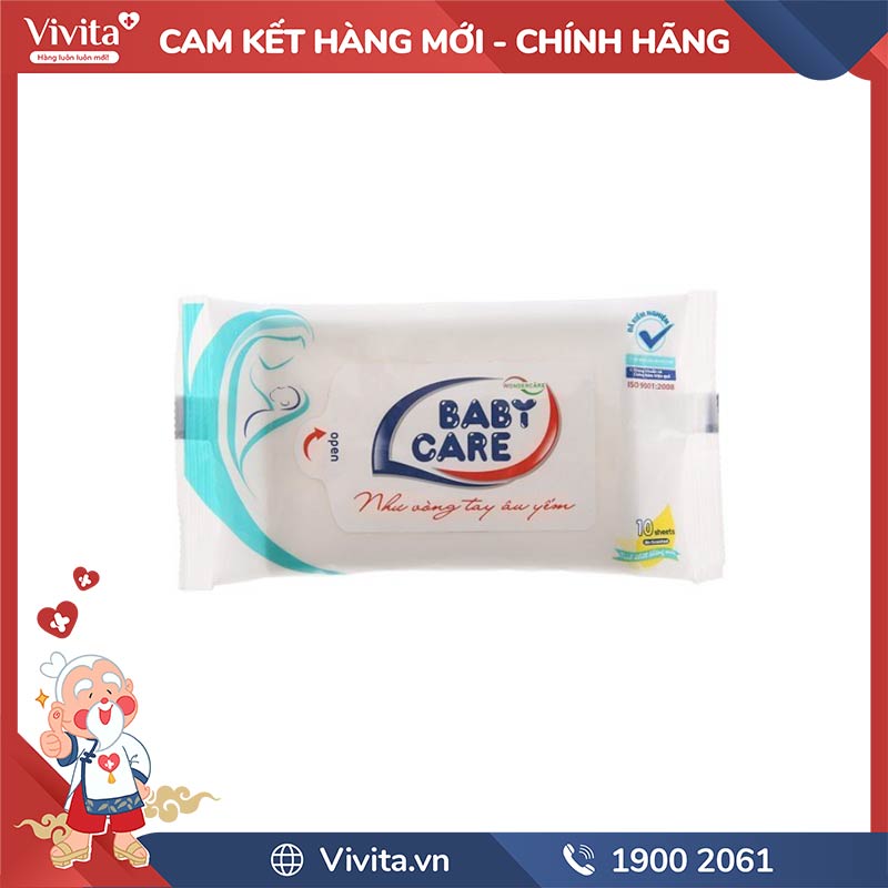 [HÀNG MỚI] Khăn Giấy ướt BABY CARE (B/10M) - Nhà Thuốc VIVITA