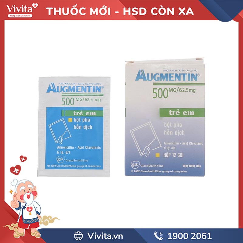 Thuốc Kháng Sinh Augmentin 500mg 62 5mg Hộp 12 Gói Nhà Thuốc Vivita