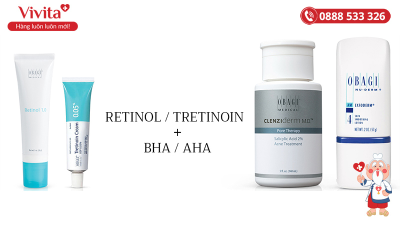 Thứ tự sử dụng Retinol/Tretinoin với các hoạt chất khác 