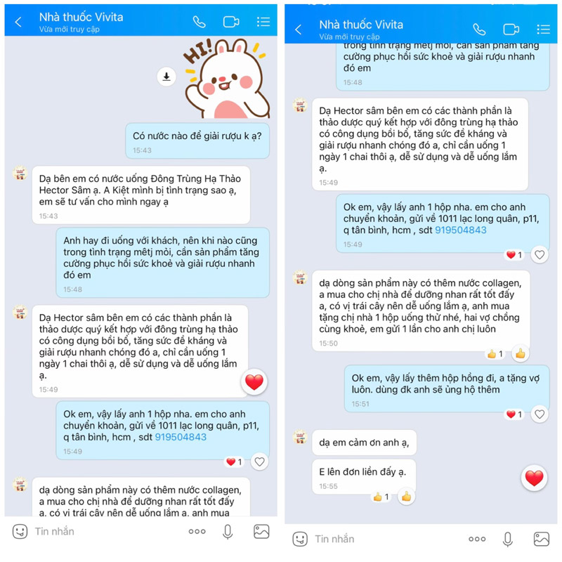 review nước đông trùng hạ thảo hector sâm