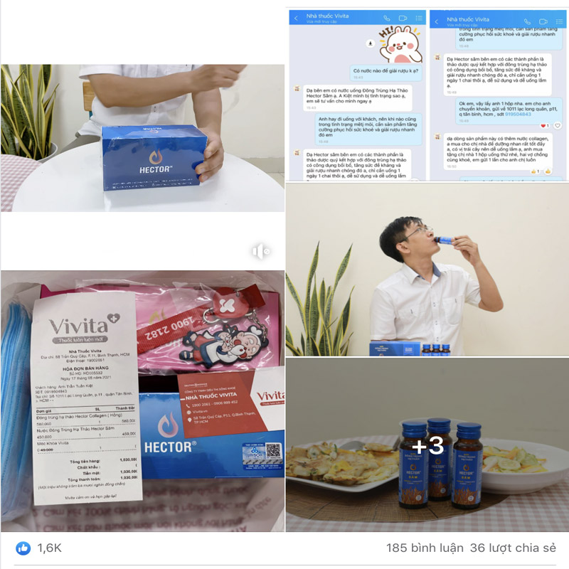 review nước đông trùng hạ thảo hector sâm