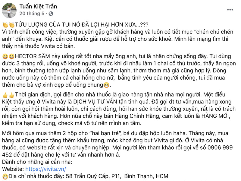 review của khách hàng về hector sâm