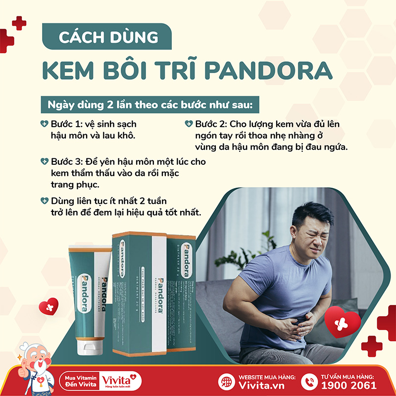 cách dùng kem bôi trĩ pandora