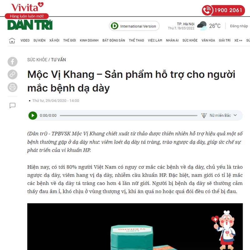 báo dân trí đưa tin mộc vị khang