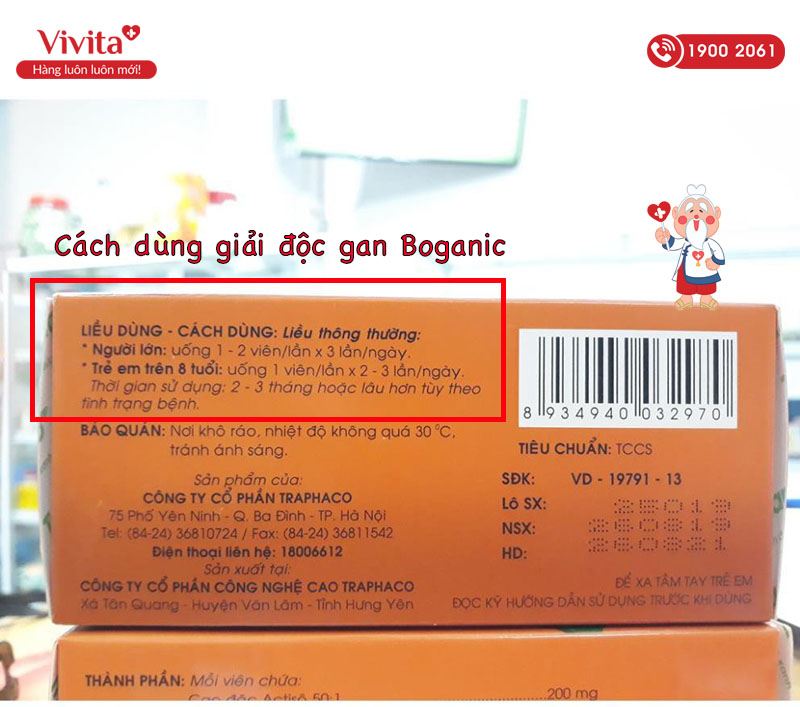 cách uống giải độc gan boganic