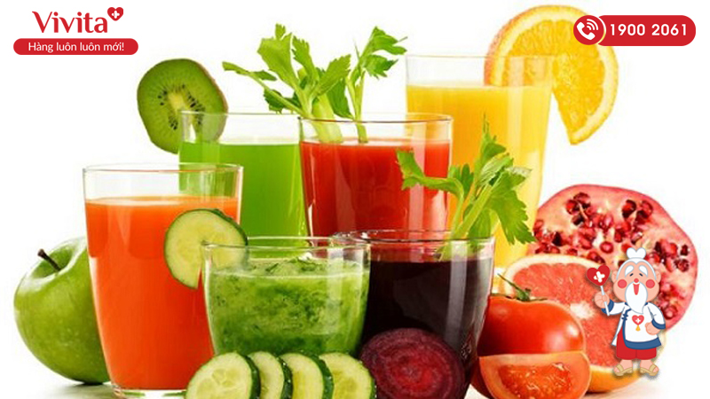 nước ép trái cây rau củ bổ sung vi chất vi lượng giải độc gan