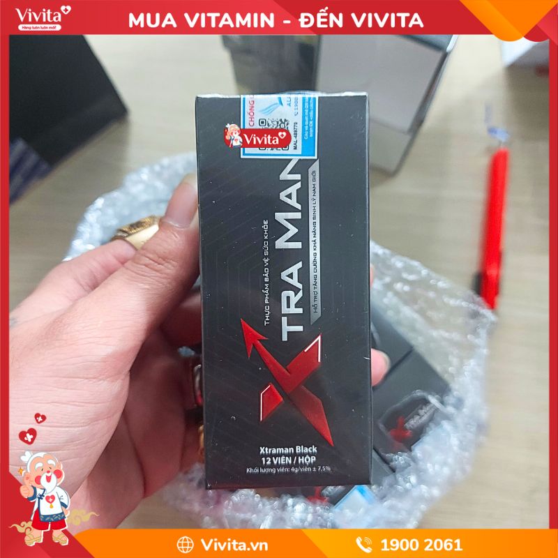 viên sủi xtraman black 12 viên mẫu mới