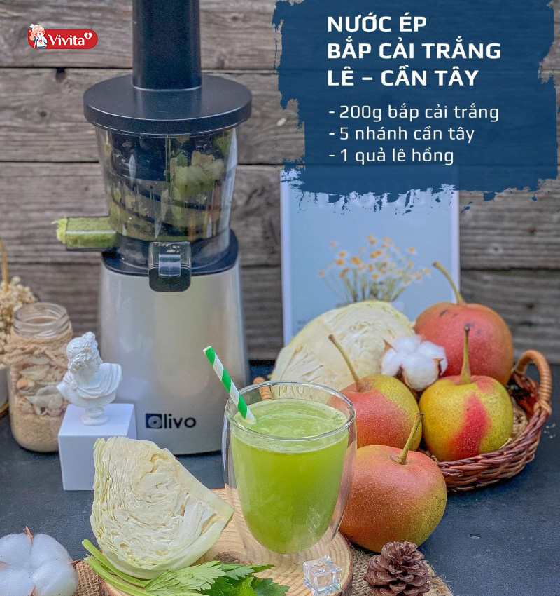 Nước ép bắp cải trắng - lê - cần tâ