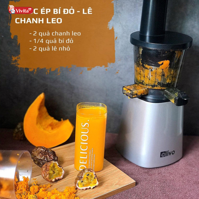 Nước ép detox giảm cân bí đỏ - lê - chanh leo