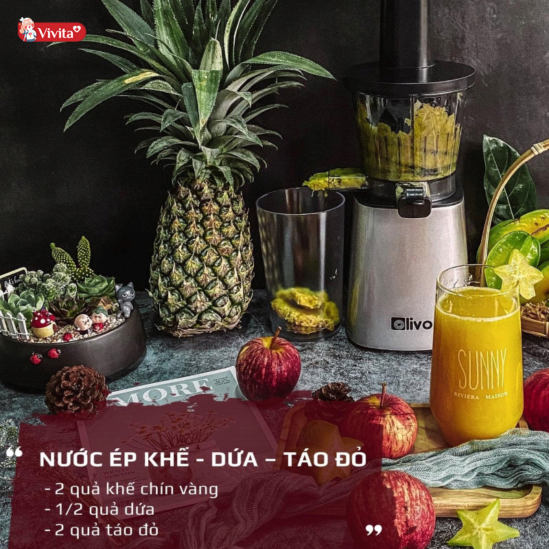 Nước ép detox giảm cân khế - dứa - táo đỏ