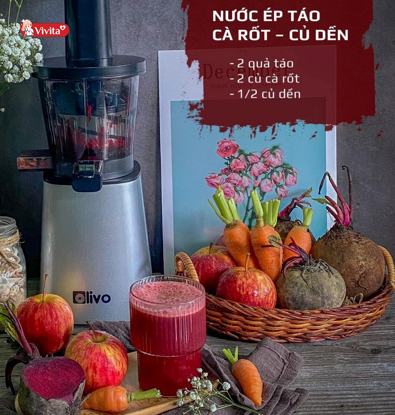 Nước ép detox giảm cân táo - cà rốt - củ dền