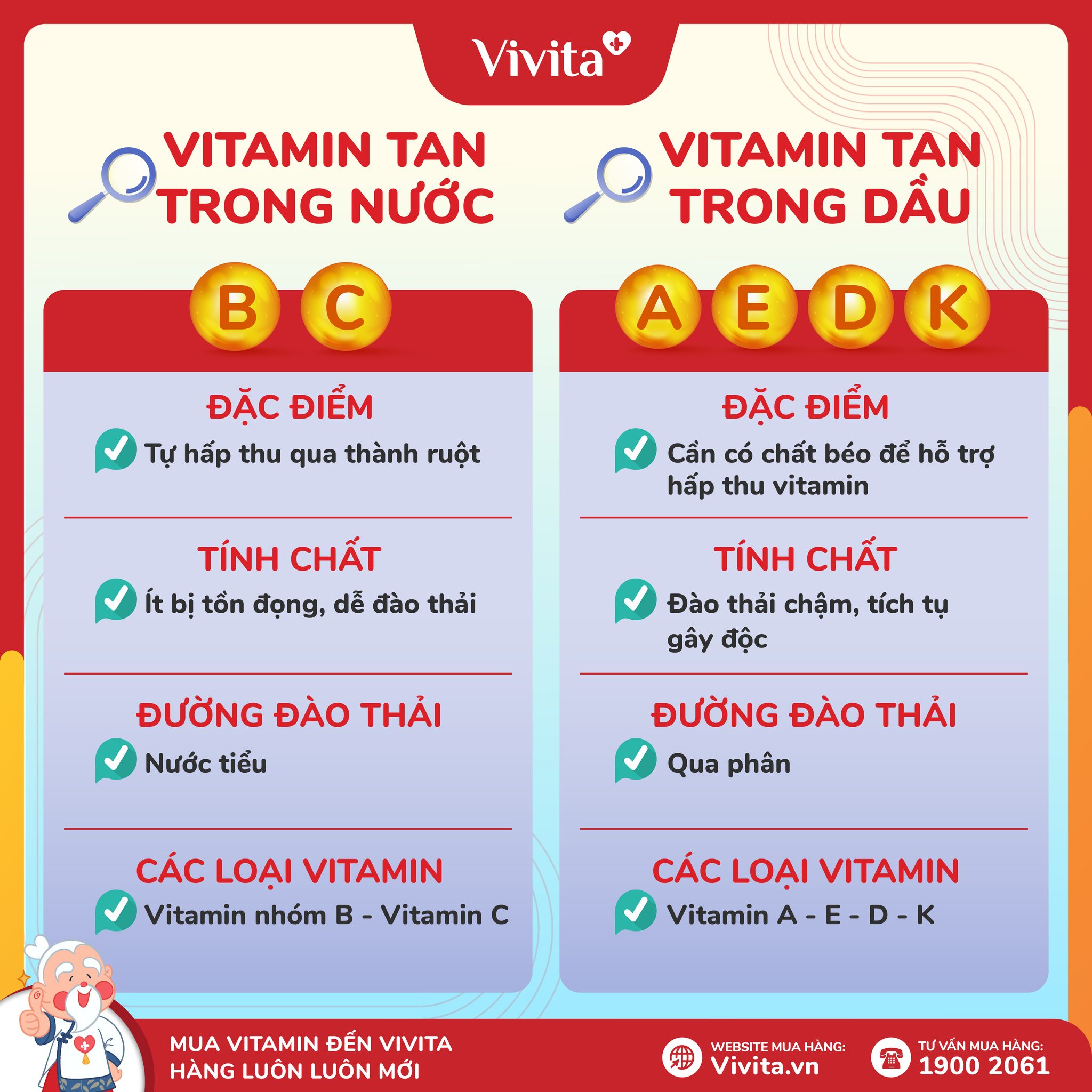 Phân biệt vitamin tan trong dầu và vitamin tan trong nước