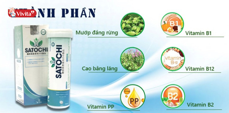 Thành phần Viên sủi hỗ trợ điều trị tiểu đường satochi