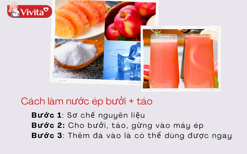 cách làm nước ép bưởi giảm cân cùng với táo