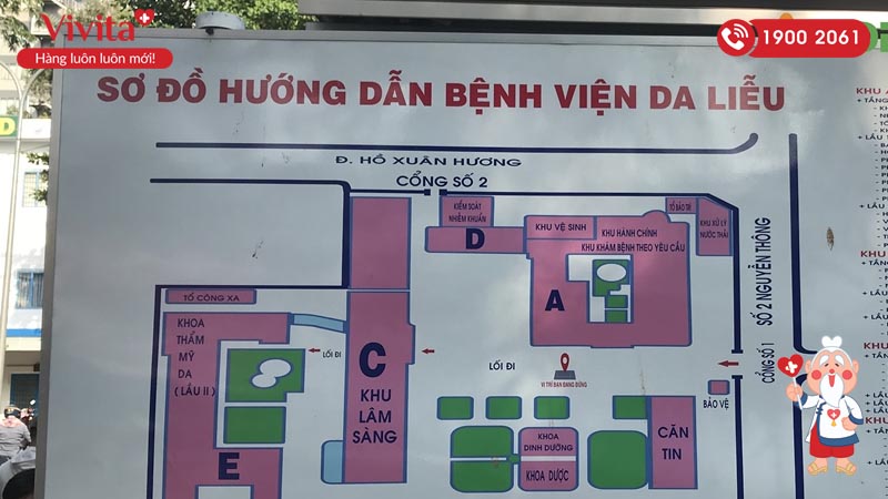 Sơ đồ khám chữa bệnh tại Bệnh viện Da liễu TP.HCM