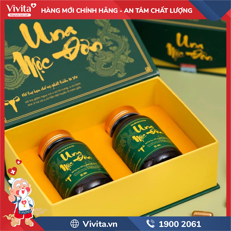 Una Mộc Đơn được đóng gói dạng hộp 2 lọ với số lượng tổng 120 viên giúp khách hàng duy trì liệu trình sử dụng lâu dài