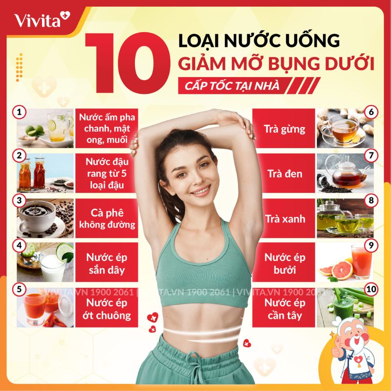 10 THỨC UỐNG GIẢM MỠ BỤNG DƯỚI HIỆU QUẢ TẠI NHÀ