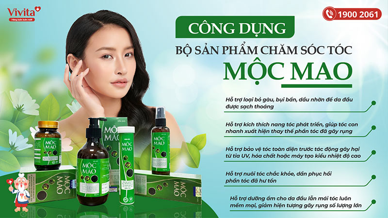 Công dụng của bộ sản phẩm viên uống mọc tóc Mộc mao