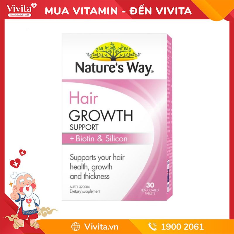 Nature's Way Hair Growth Support + Biotin & Silicon hộp 30v hỗ trợ mọc tóc
