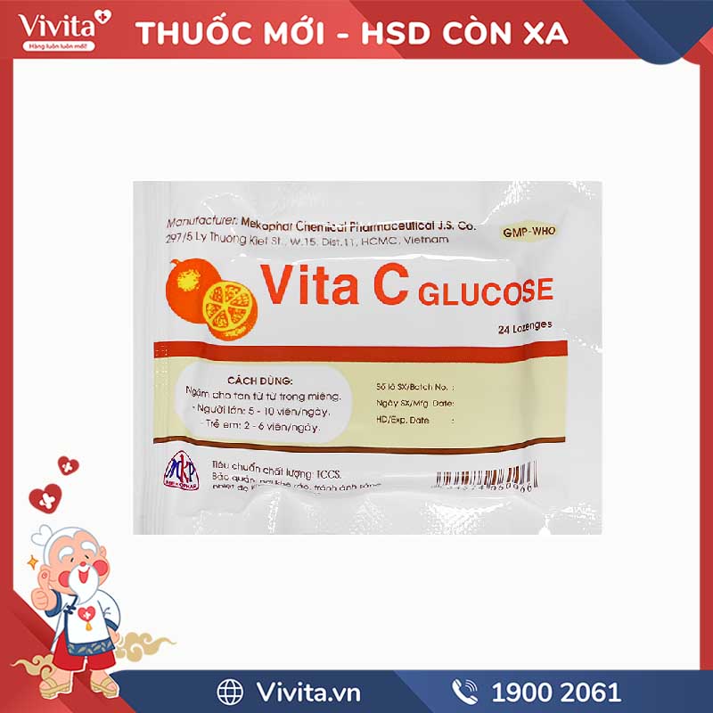 Viên ngậm bổ sung vitamin C, tăng đề kháng Vita C Glucose VIVITA
