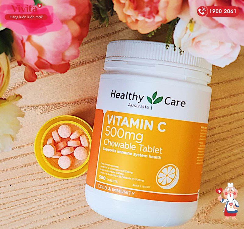 Viên uống bổ sung vitamin C Viên nhai vitamin C Healthy Care Của Úc