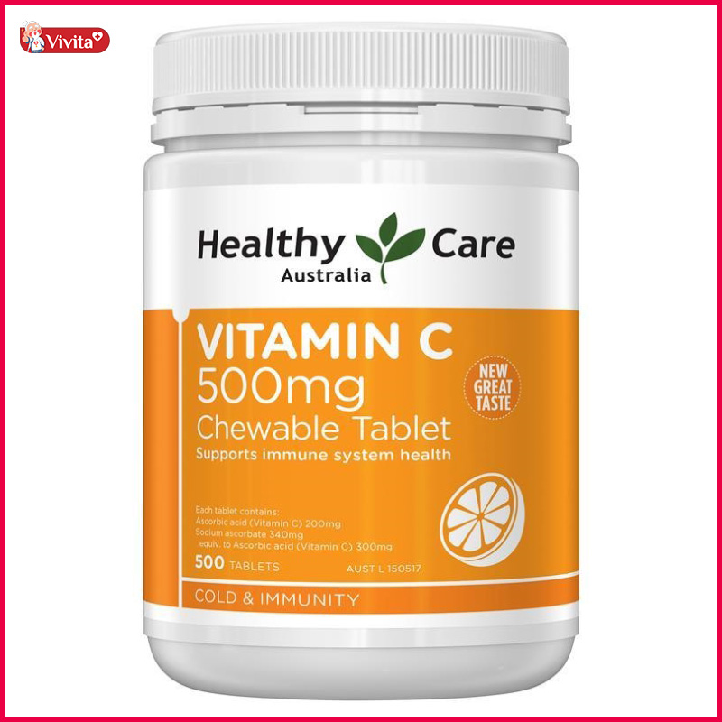 Viên nhai vitamin C của Úc Healthy Care 500mg