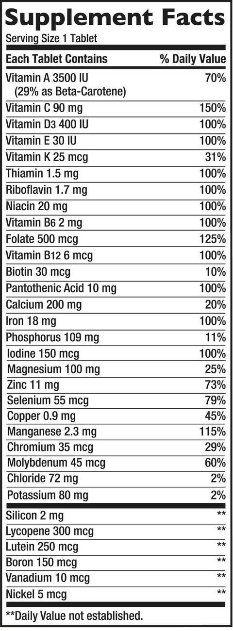 thành phần vitamin tổng hợp Kirkland Multivitamin