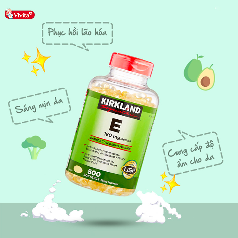 Vitamin E của Mỹ Kirkland Signature 400 IU có thể bôi mặt được. Tuy nhiên, chỉ nên sử dụng cho người có làn da khô hoặc da hỗn hợp, da dầu nhờn không phù hợp để bôi lên mặt.