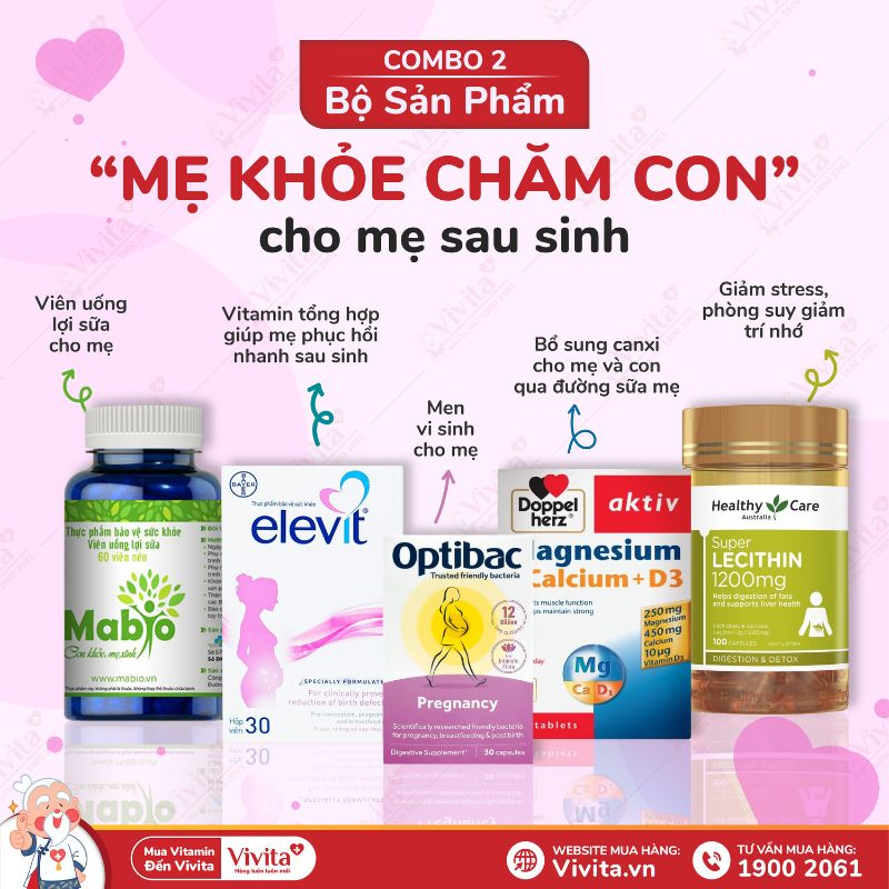 Combo Vitamin và lợi sữa cho mẹ sau sinh tốt