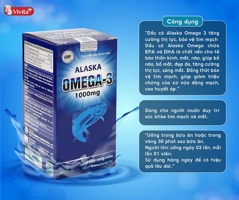 Viên dầu cá Việt Nam Alaska Omega 3 Việt Đức