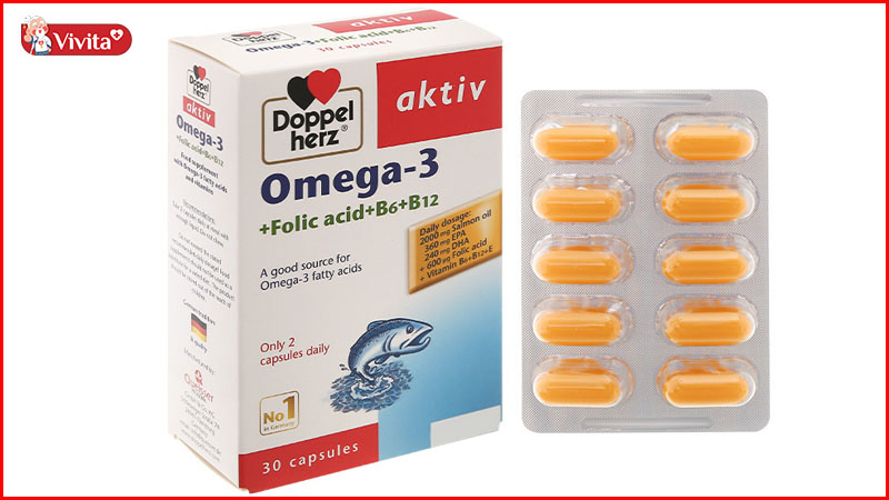 Dầu cá aktiv Omega 3 + Folic Acid + B6 + B12 của Doppelherz Đức