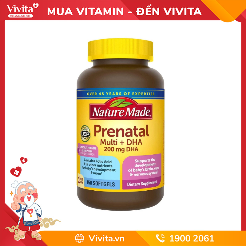 Nature Made Prenatal Multi DHA bổ sung vitamin cho mẹ bầu