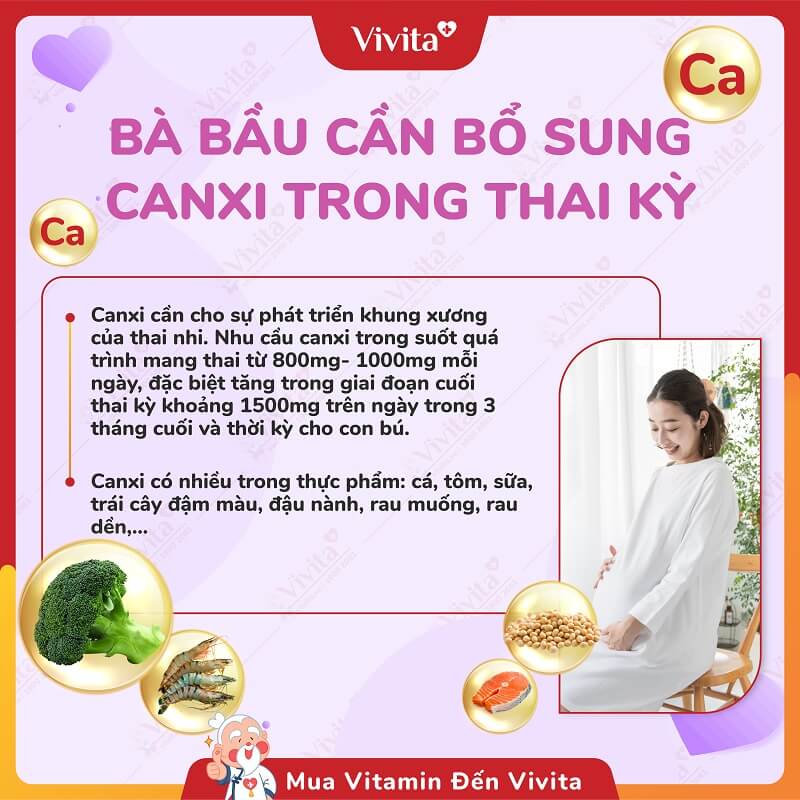 chất bà bầu cần bổ sung trong thai kỳ canxi