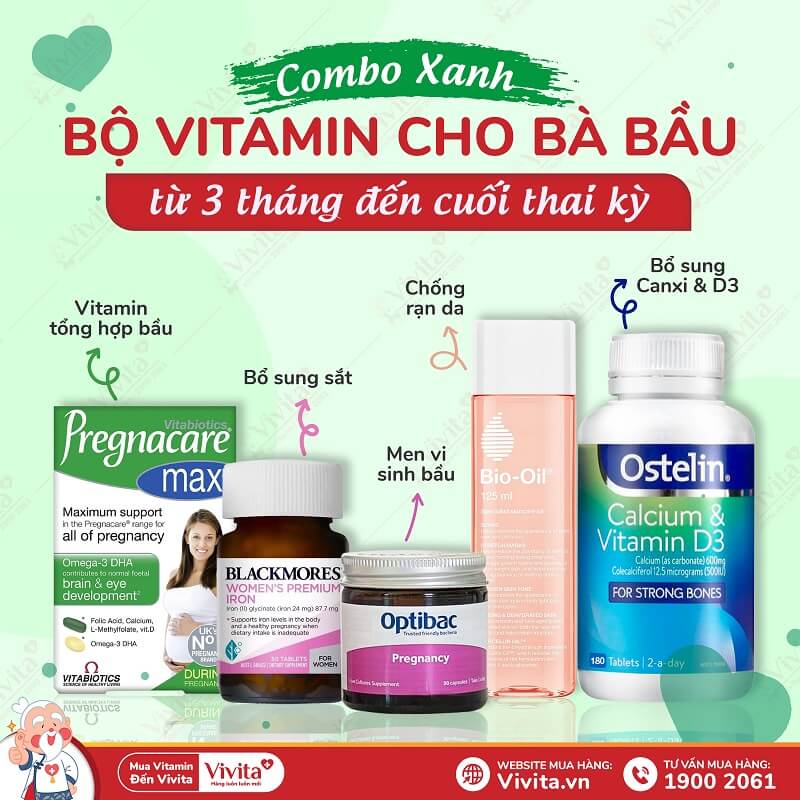 Combo xanh - Bộ vitamin dành cho bà bầu từ 3 tháng đến cuối thai kỳ