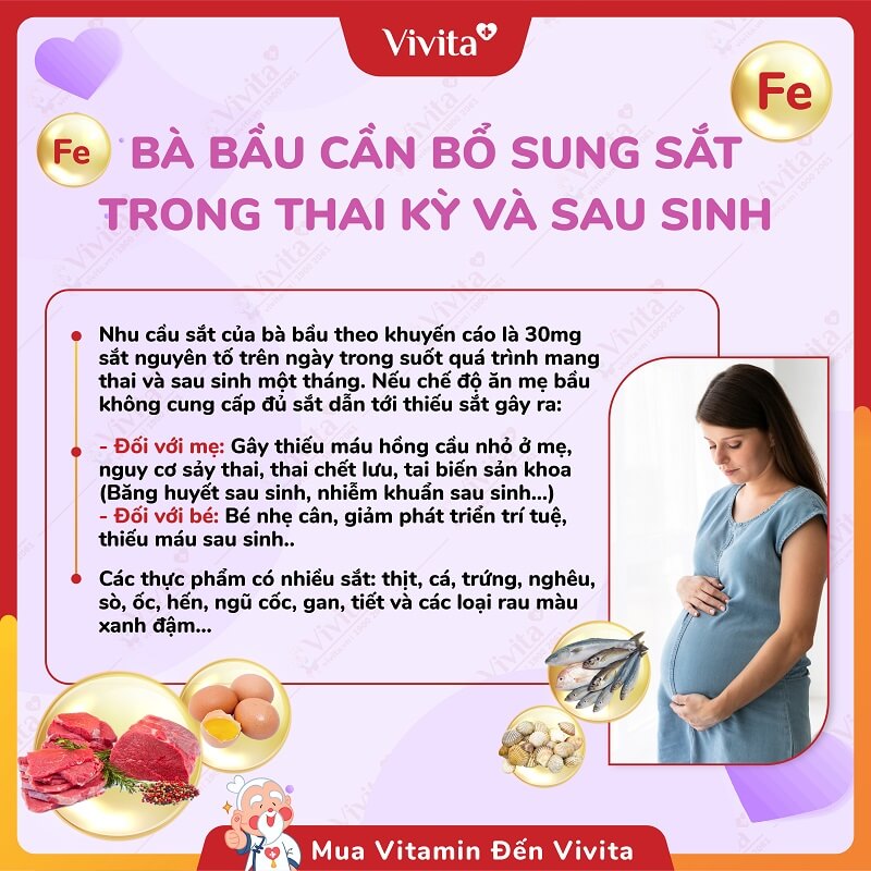 Bà bầu cần bổ sung bao nhiêu sắt mỗi ngày?