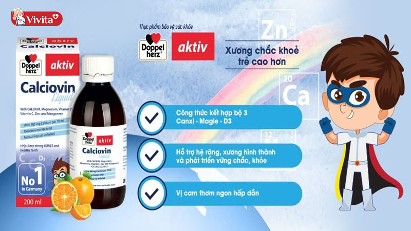 canxi cho bà bầu dạng ống Doppelherz Calciovin Liquid