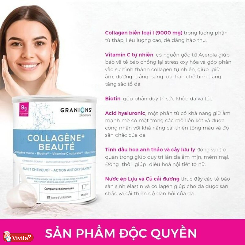 thành phần bột Collagen Granions Beauty