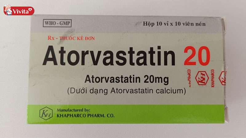 Thuốc trị mỡ máu Atorvastatin 20mg Khapharco