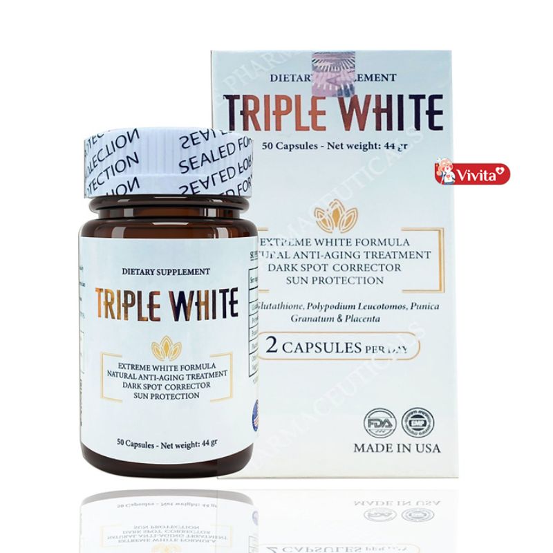 Viên uống chống nắng Triple White, trắng da chống lão hóa