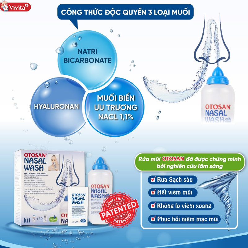 thành phần bộ rửa mũi review otosan nasal wash 