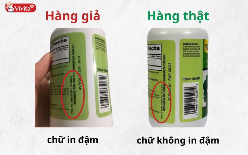 Phân biệt Ginkgo Biloba thật giả qua phần thông tin sản phẩm.