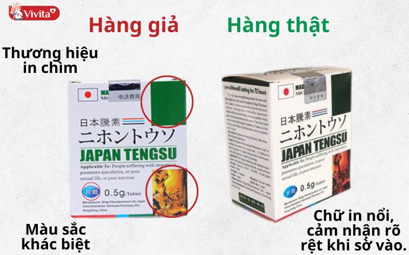 Phân biệt Japan Tengsu qua bao bì.