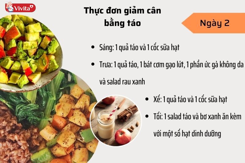 Chế độ ăn giảm cân với táo ngày 2.