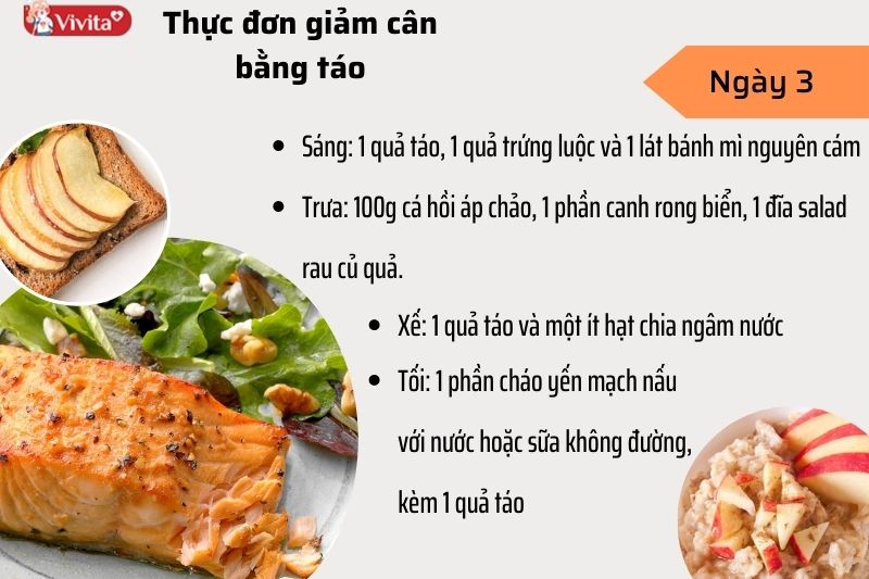 Chế độ ăn giảm cân với táo ngày 3.