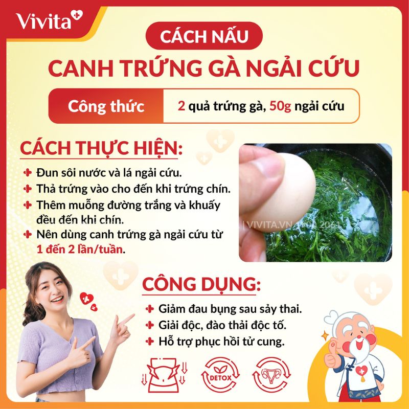 Canh trứng gà ngải cứu - Món ăn tốt cho phụ nữ sau sảy thai