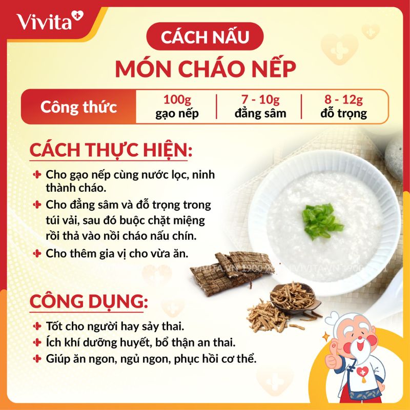 Cháo nếp tẩm bổ cho phụ nữ sau sảy thai